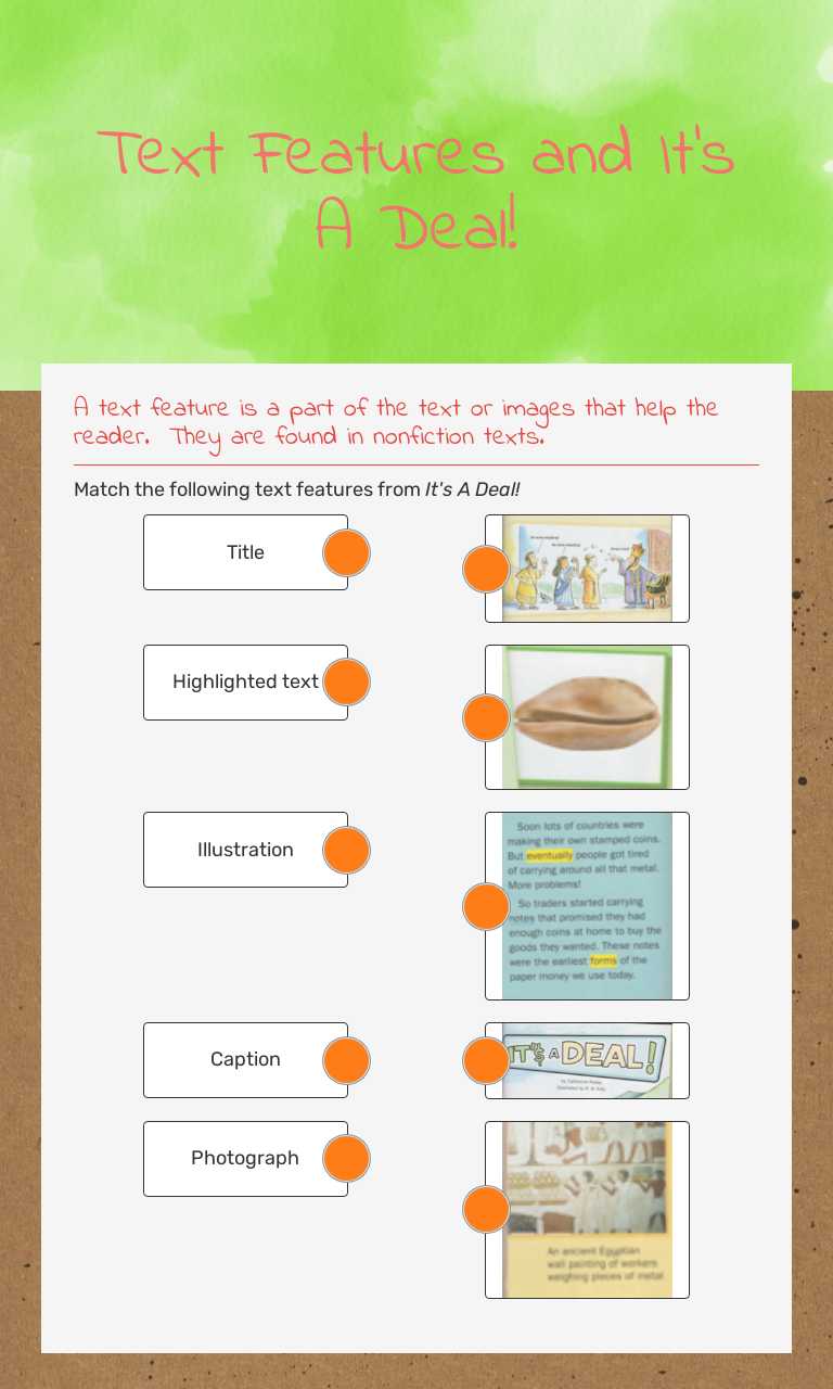 Text Features and   It's A Deal! worksheet preview image