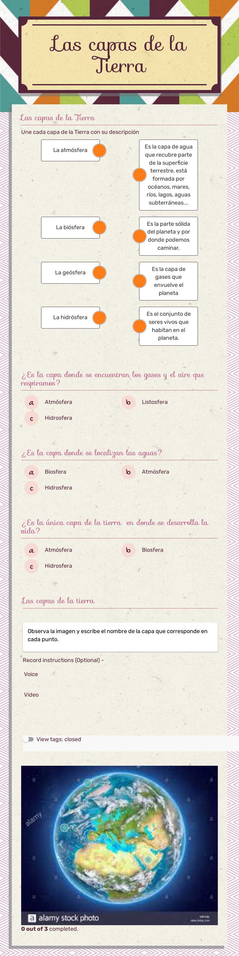 Las capas de la Tierra worksheet preview image