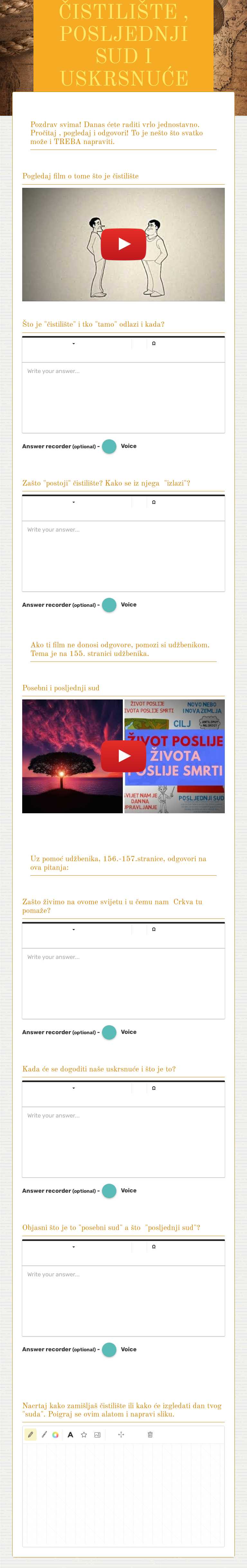 ČISTILIŠTE , POSLJEDNJI SUD I USKRSNUĆE TIJELA worksheet preview image