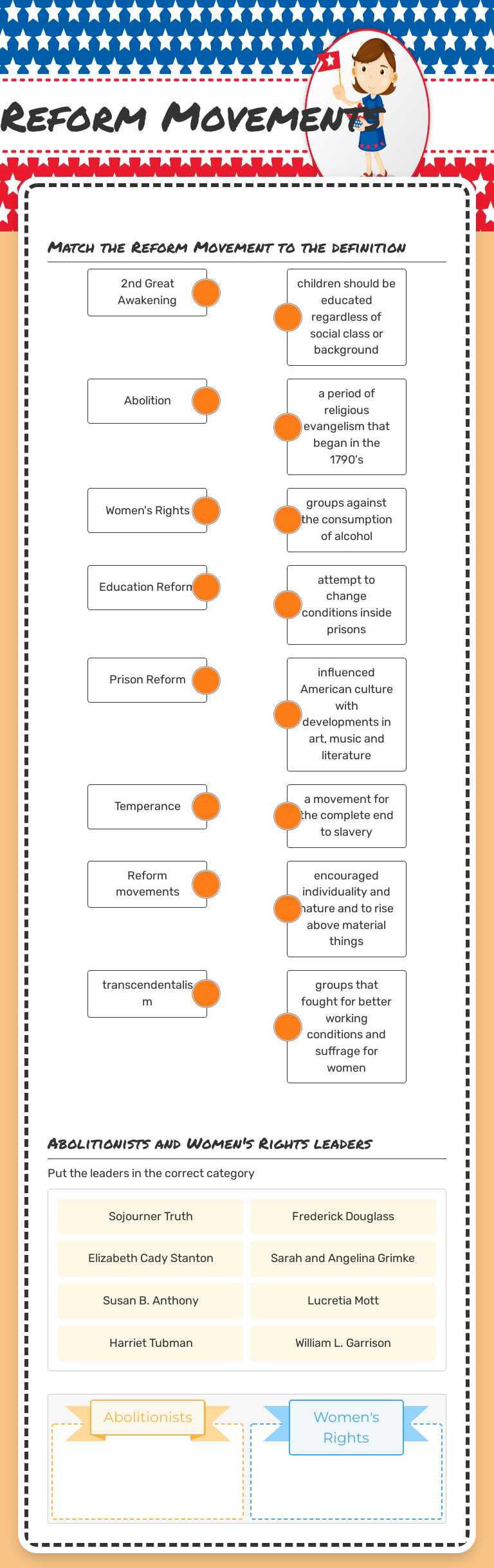 Reform Movements worksheet preview image