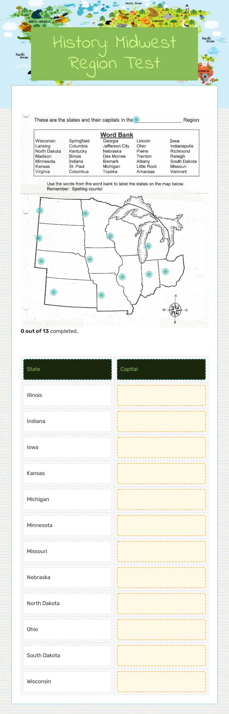 History: Midwest Region Test Grade 3 worksheet preview