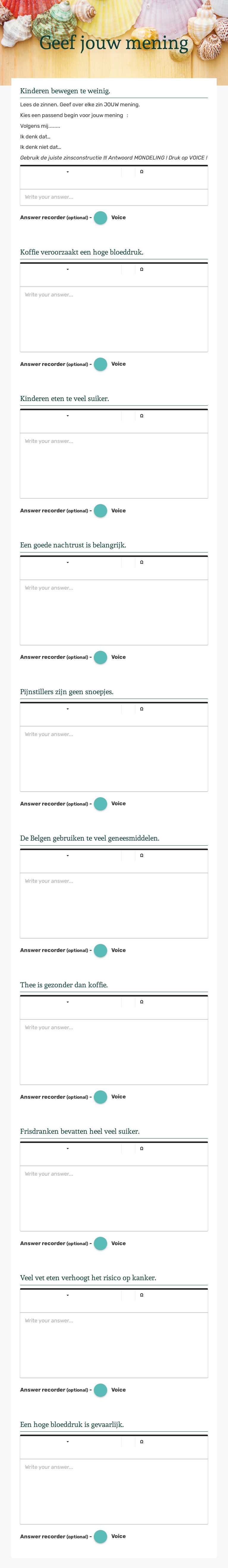 Geef jouw mening worksheet preview image
