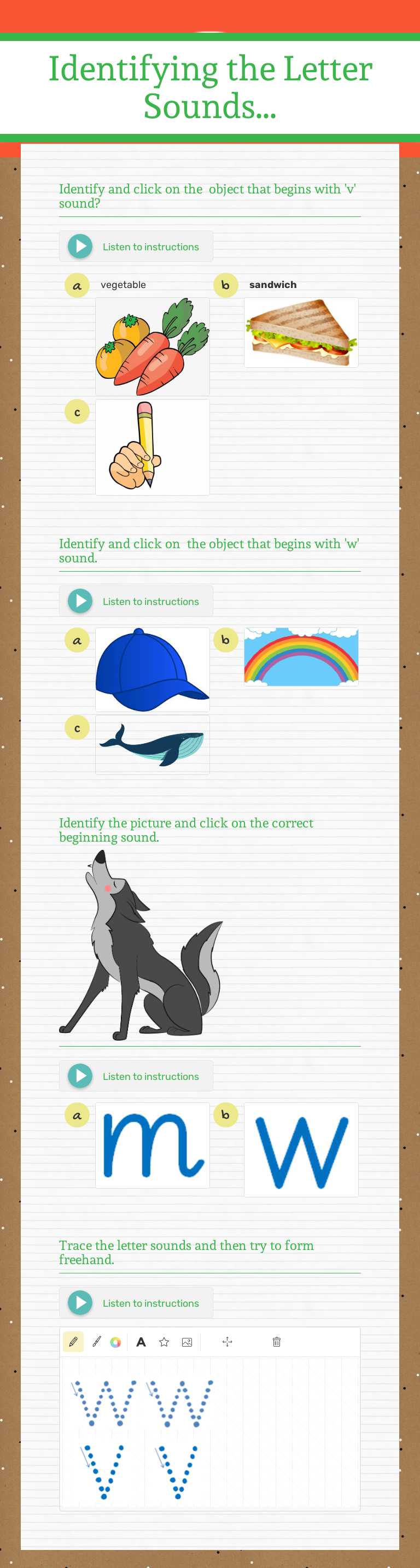 Identifying the Letter Sounds... worksheet preview image