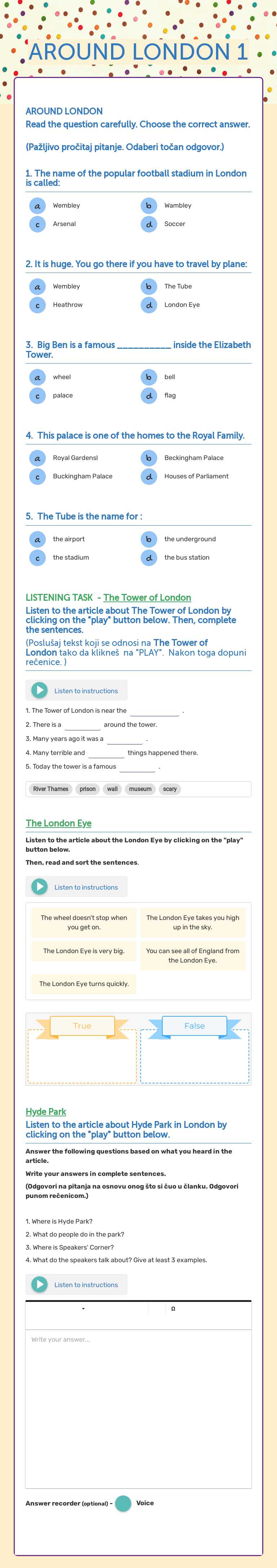 AROUND LONDON  1 worksheet preview image