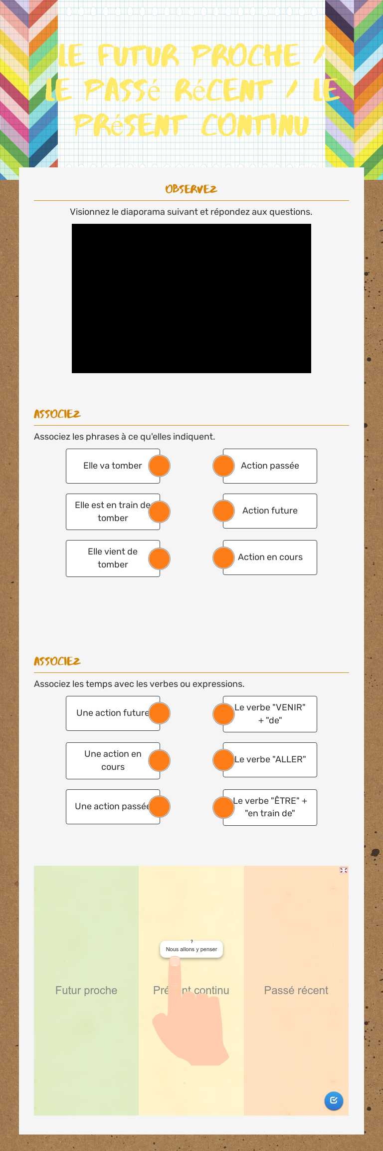 Le futur proche / Le passé récent / Le présent continu worksheet preview