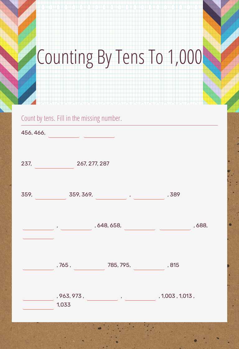 Counting By Tens To 1,000 Grade 2 worksheet preview