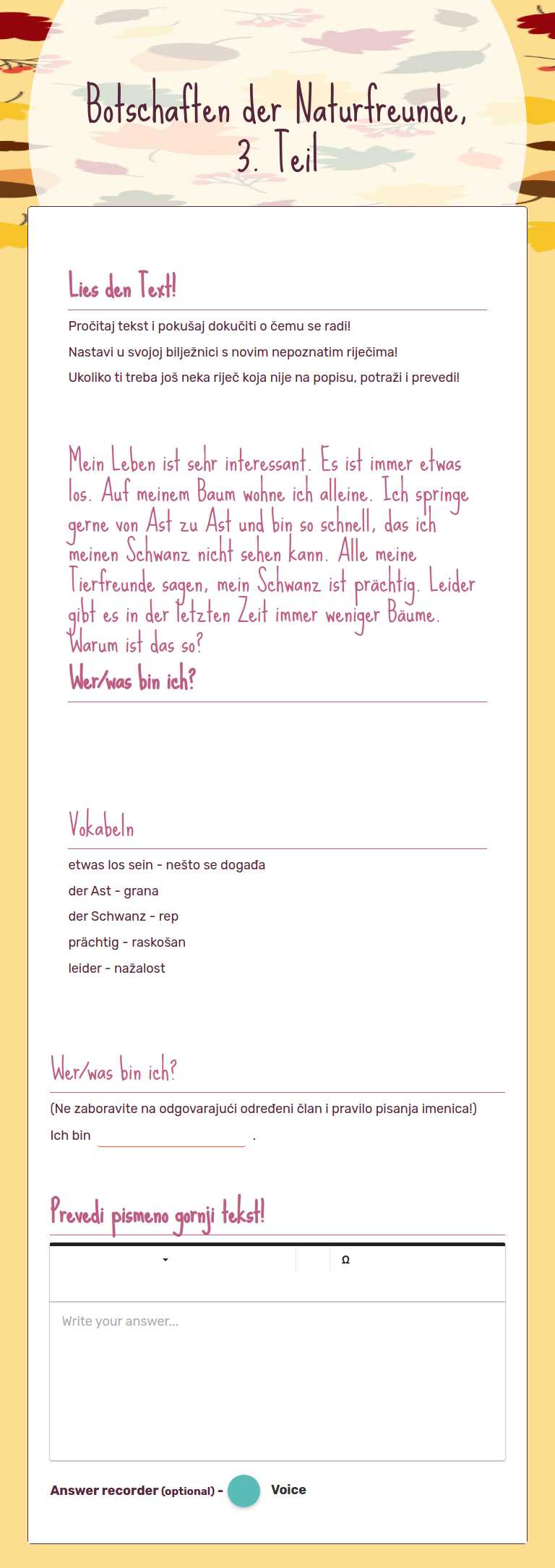Botschaften der Naturfreunde, 3. Teil worksheet preview image