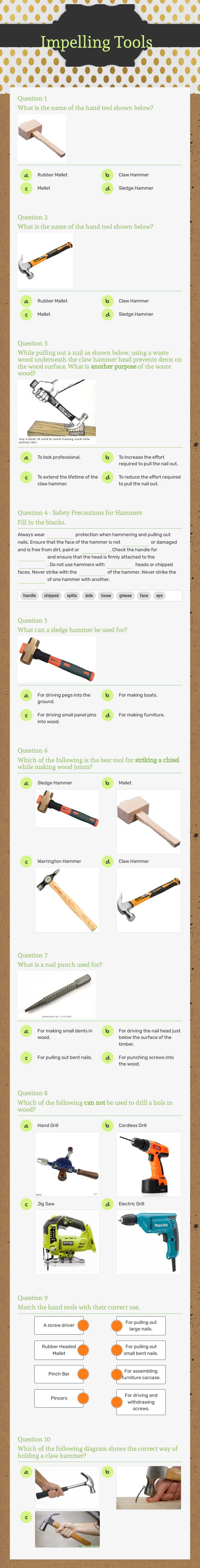 Impelling Tools worksheet preview image