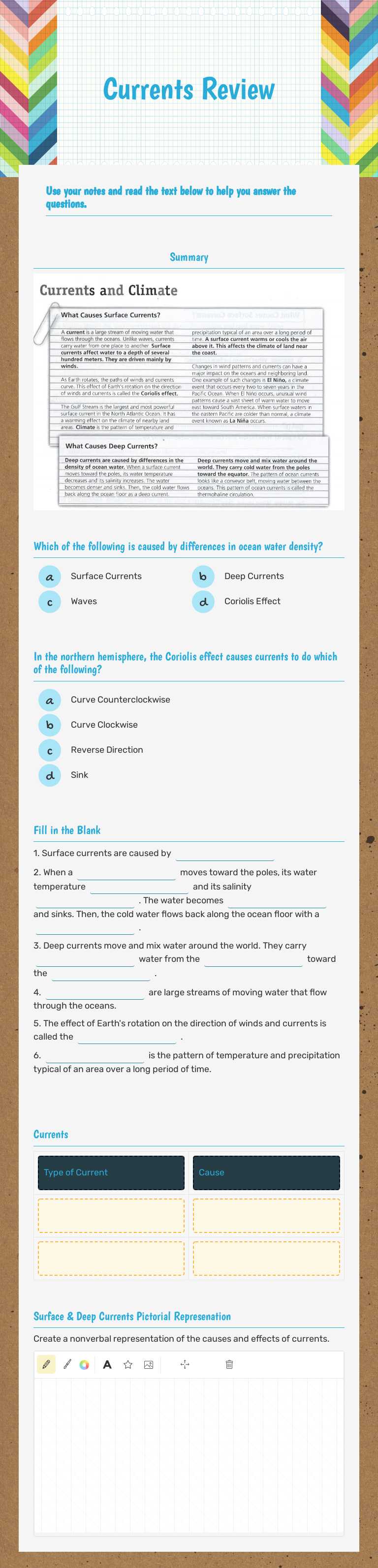 Currents Review worksheet preview image