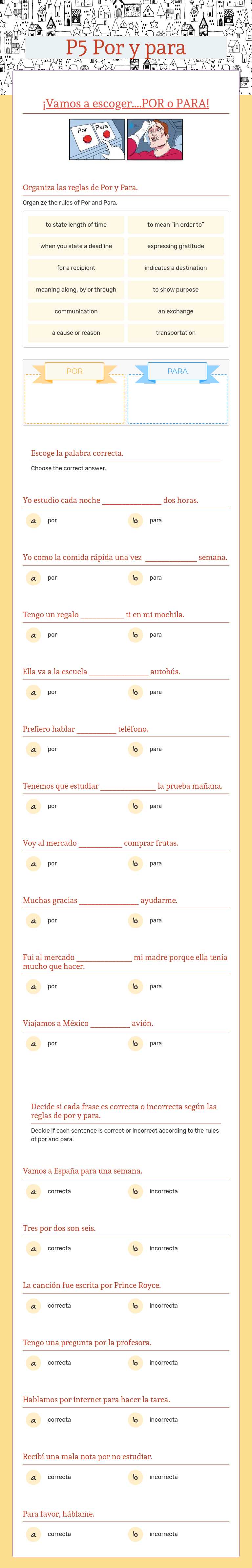 P5 Por y para worksheet preview image