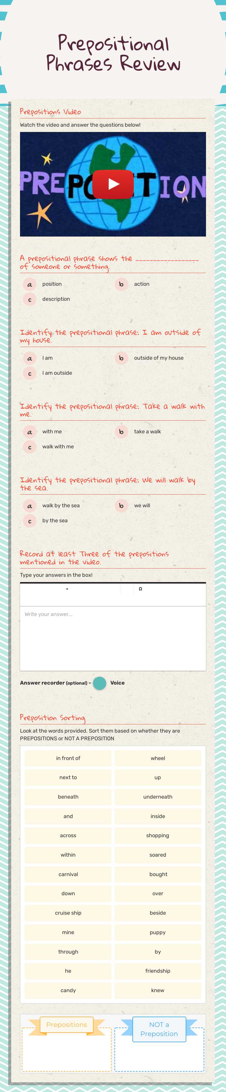 Prepositional Phrases 
Review worksheet preview image