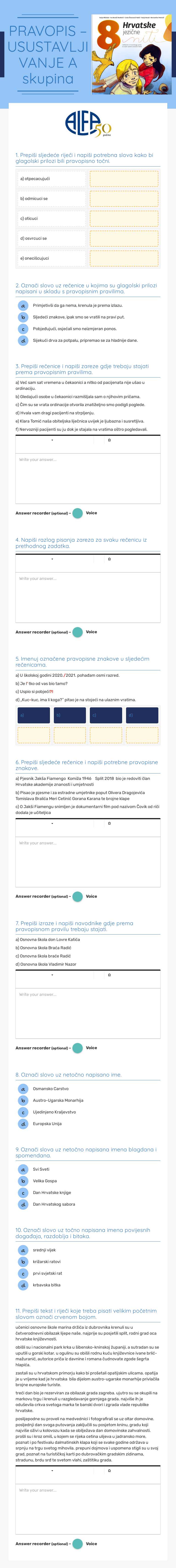 PRAVOPIS – USUSTAVLJIVANJE
A skupina Grade 8 worksheet preview