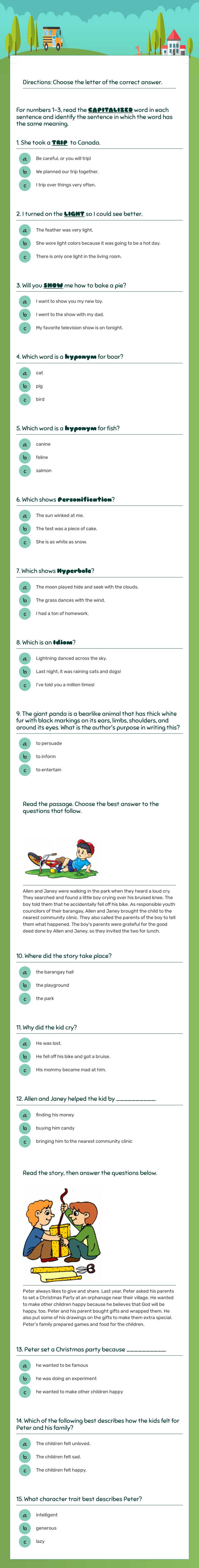 MOTHER TONGUE 3
POST-TEST Grade 3 worksheet preview