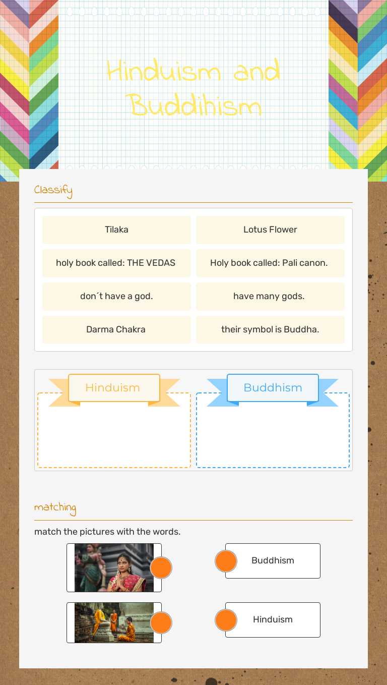 Hinduism and Buddihism worksheet preview image