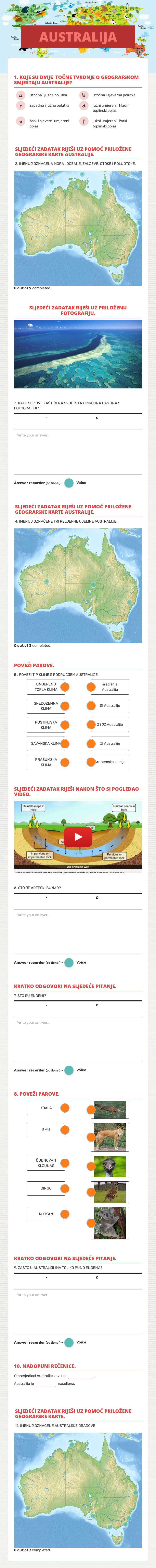 AUSTRALIJA worksheet preview image