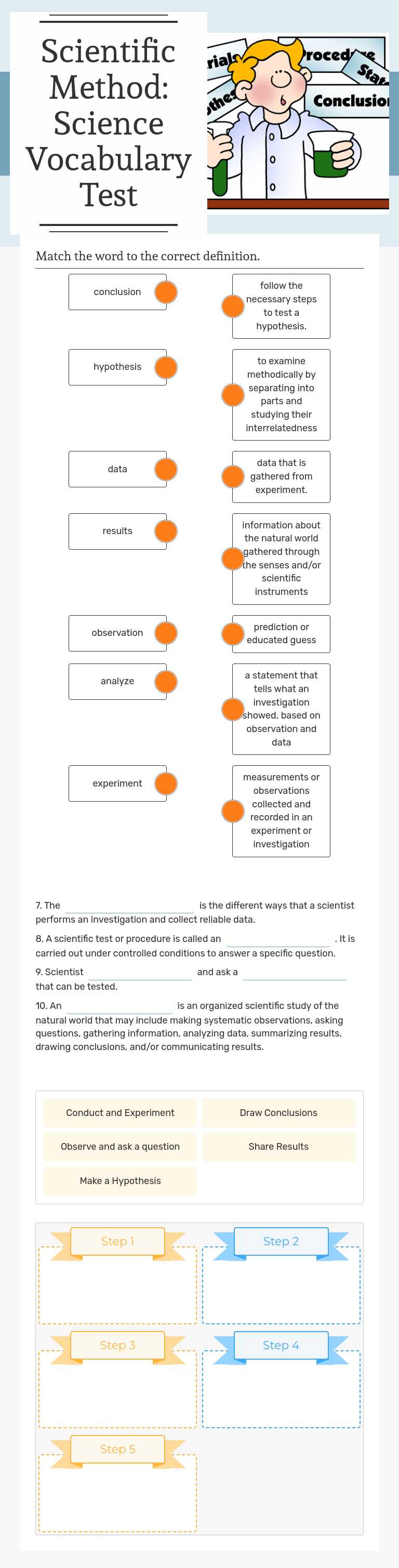 Scientific Method: Science Vocabulary Test by Daniella Ramos ...