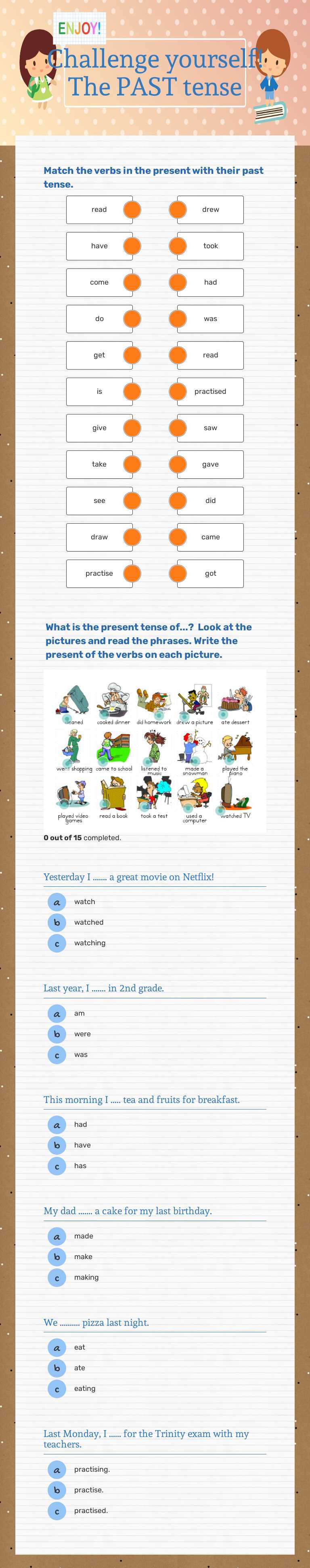 Challenge yourself!
The PAST tense worksheet preview image