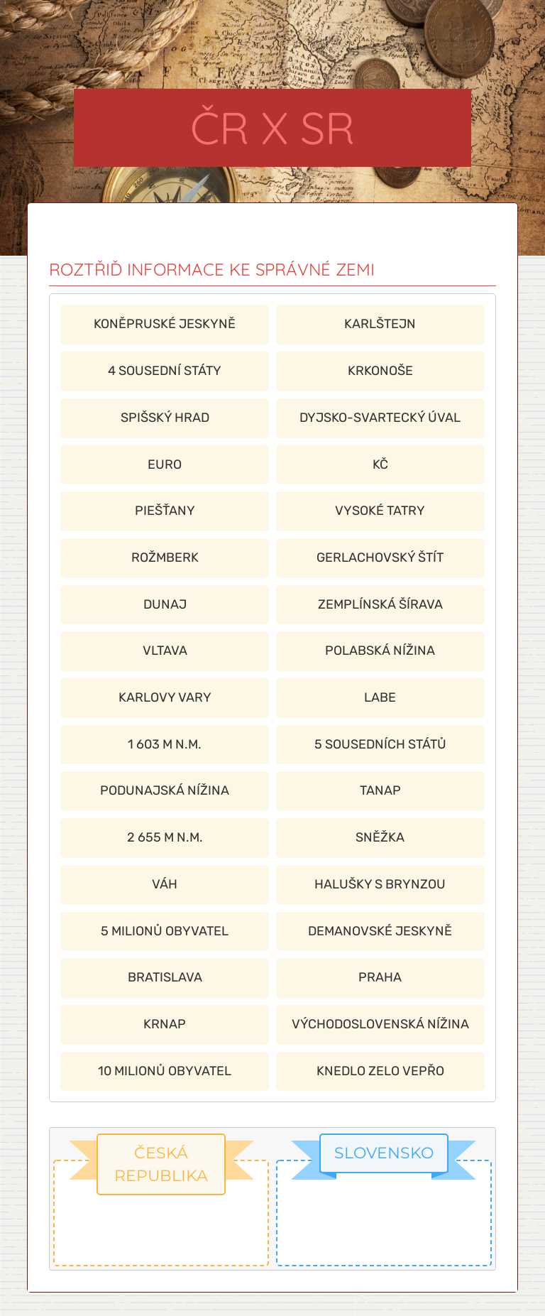 ČR  X SR worksheet preview image
