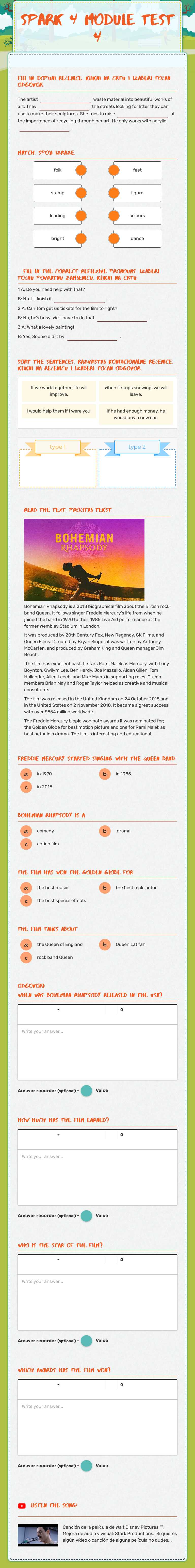 SPARK 4         mODULE TEST 4 worksheet preview image