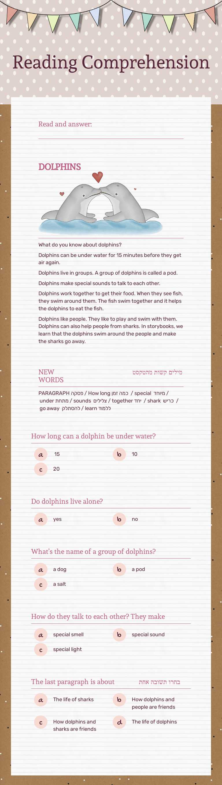 Reading Comprehension worksheet preview image