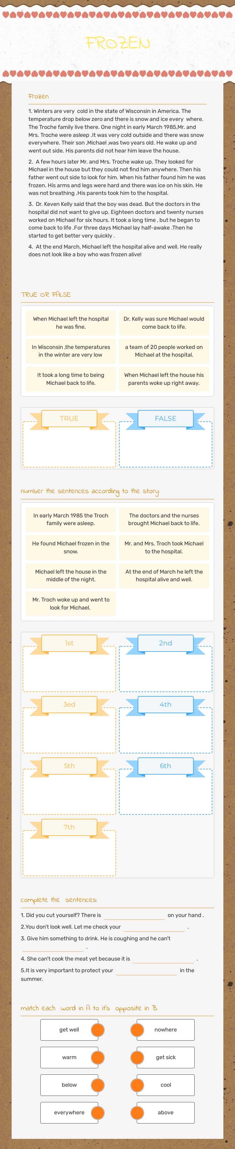 FROZEN worksheet preview image
