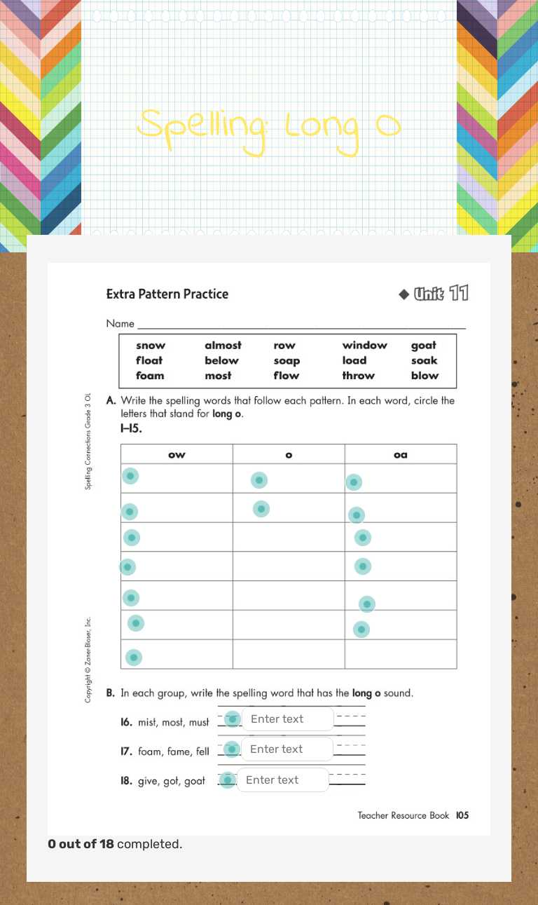Spelling: Long O worksheet preview image