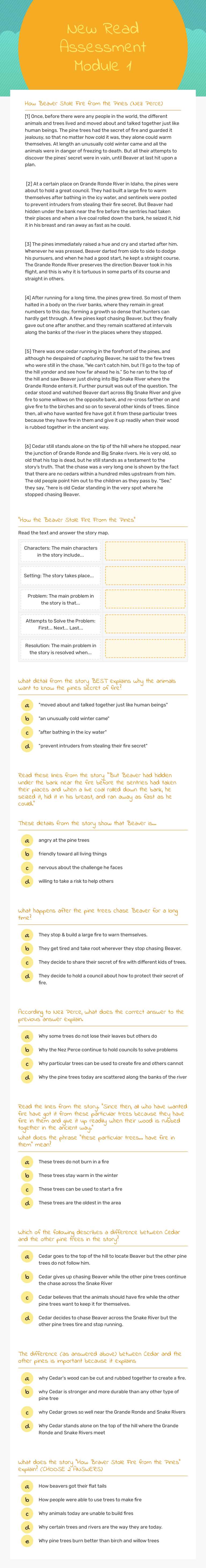 New Read Assessment
Module 1 worksheet preview image