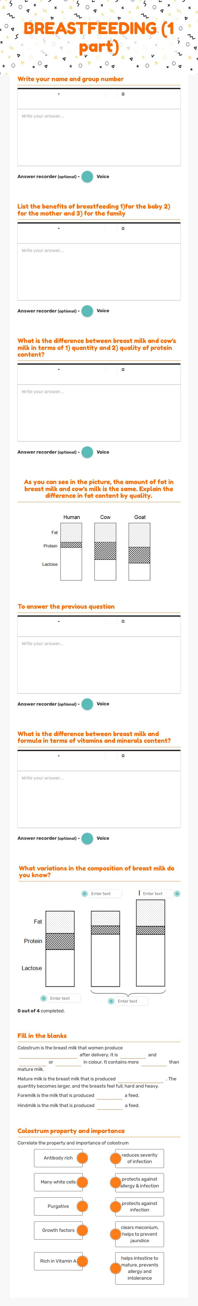 BREASTFEEDING      (1 part) worksheet preview image