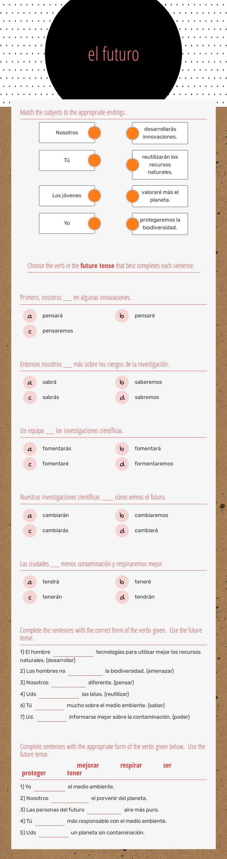 el 
futuro worksheet preview image