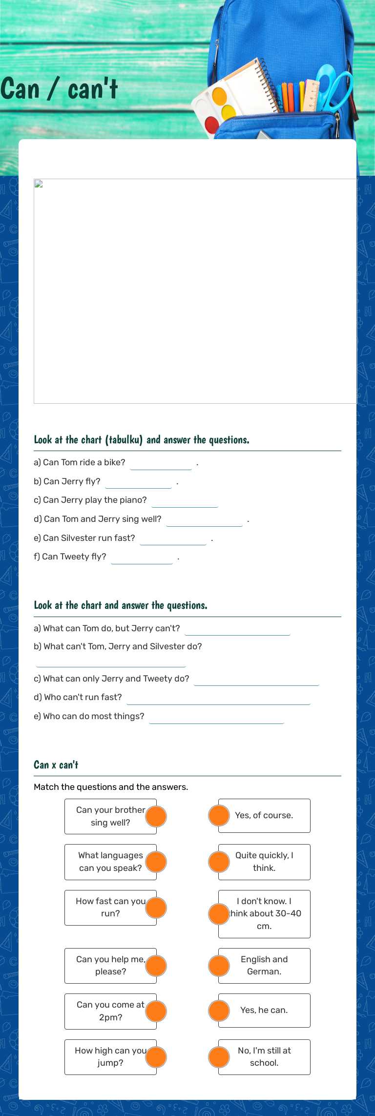 Can / can't worksheet preview image