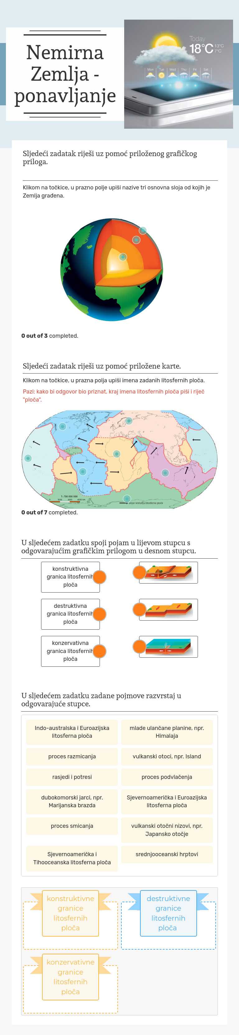 Nemirna Zemlja - ponavljanje Grade 8 worksheet preview