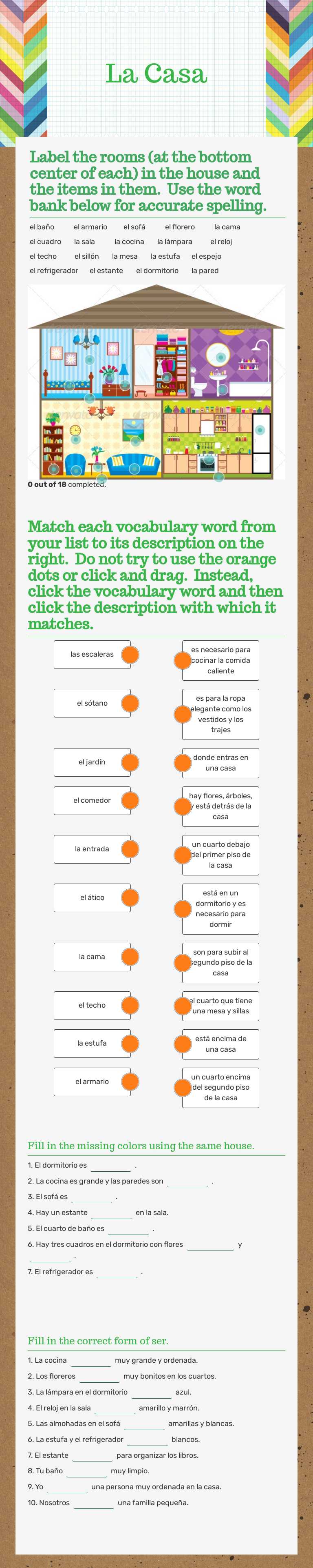 La Casa worksheet preview image