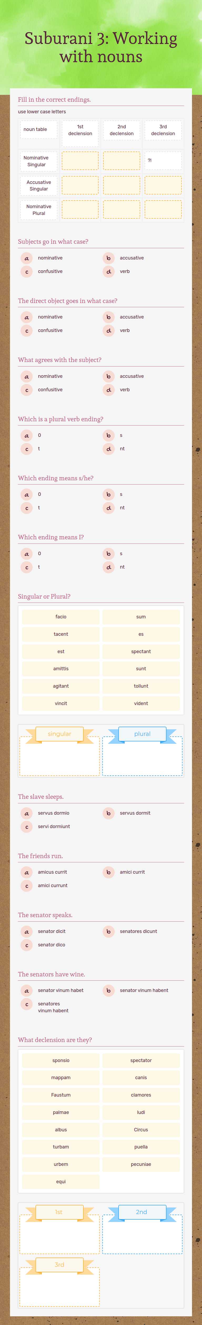 Suburani 3:                 
Working with nouns Grade 7 worksheet preview