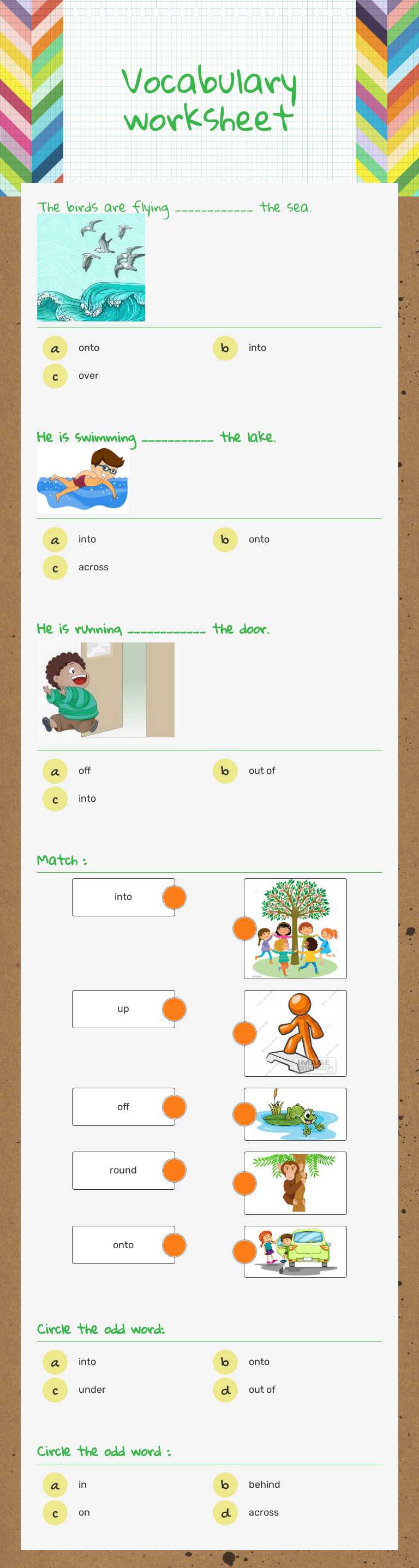 Vocabulary worksheet Grade 4 worksheet preview