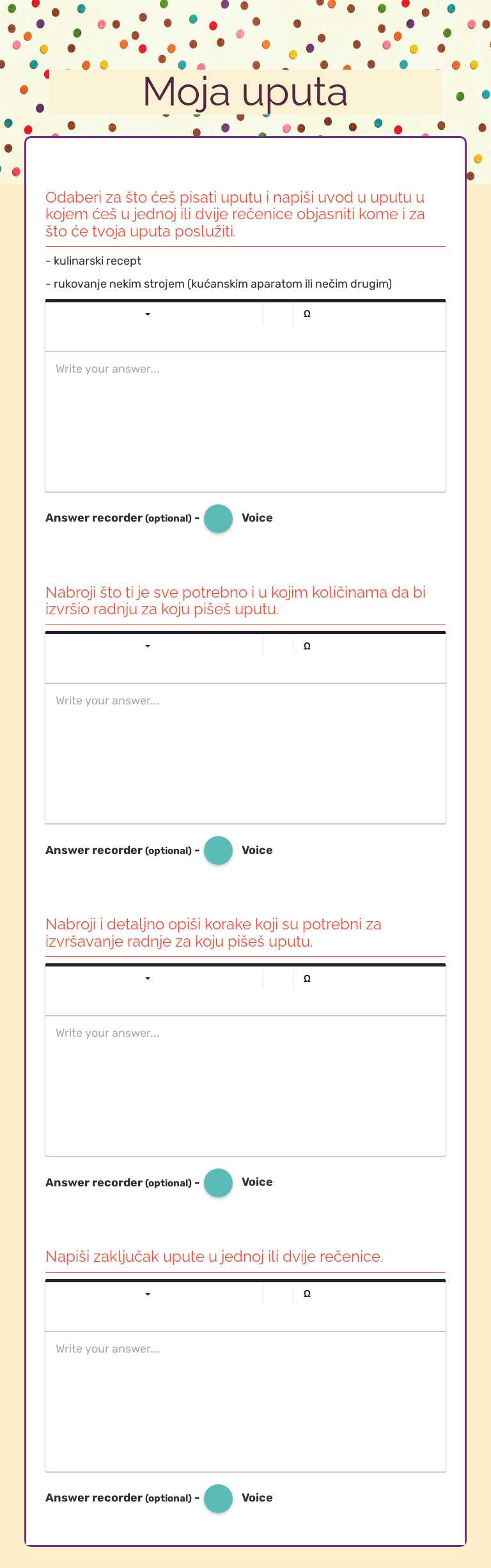 Moja uputa worksheet preview image