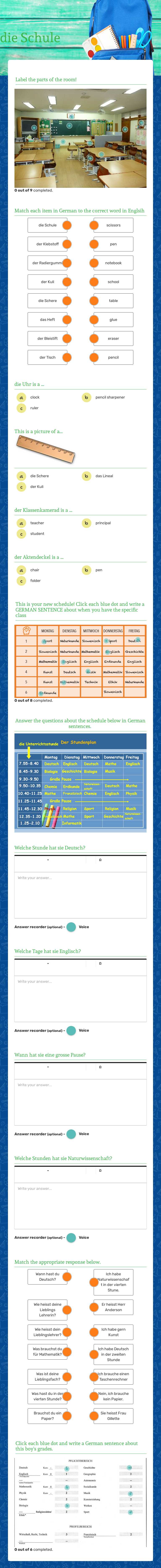 die Schule worksheet preview image