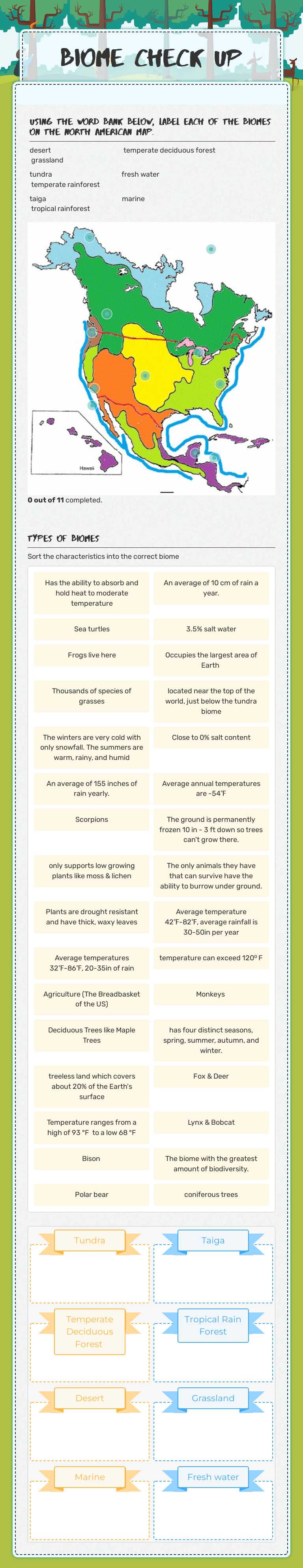 Biome Check up worksheet preview image