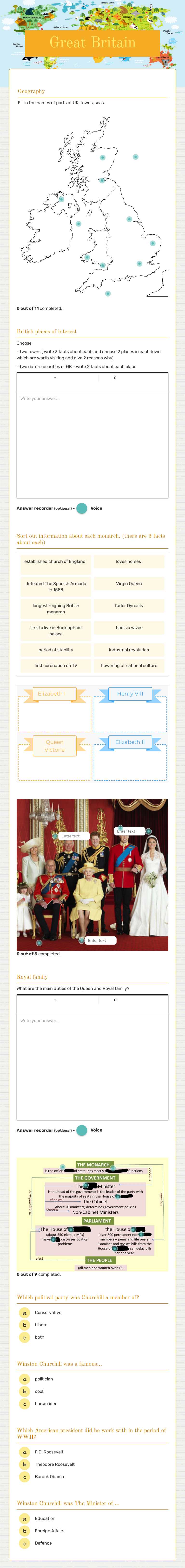Great Britain Grade 12 worksheet preview