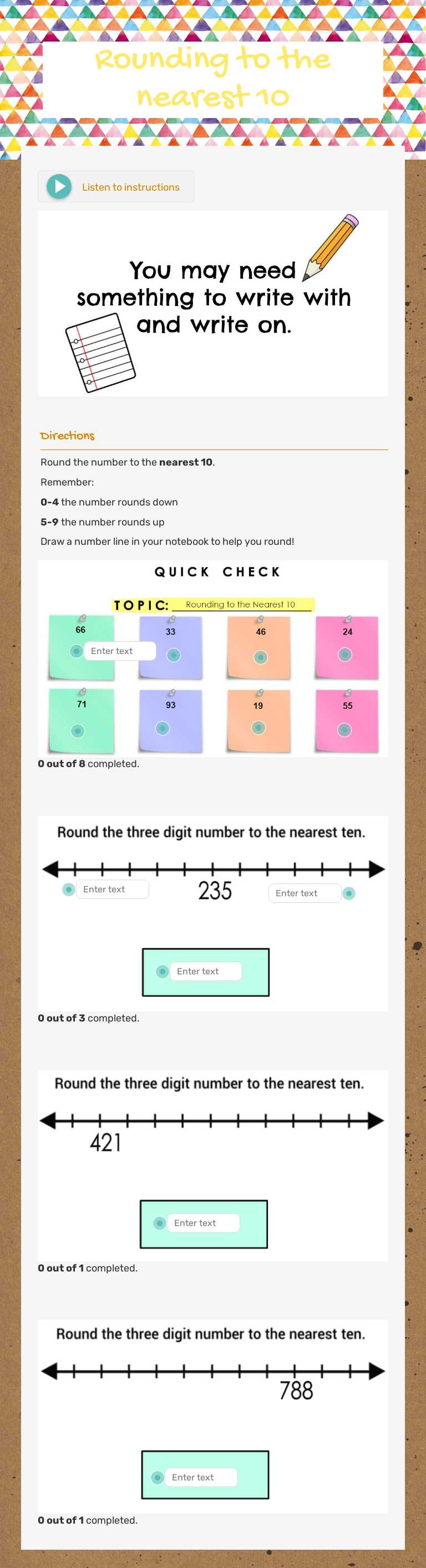 Rounding to the   
 nearest 10 Grade 3 worksheet preview