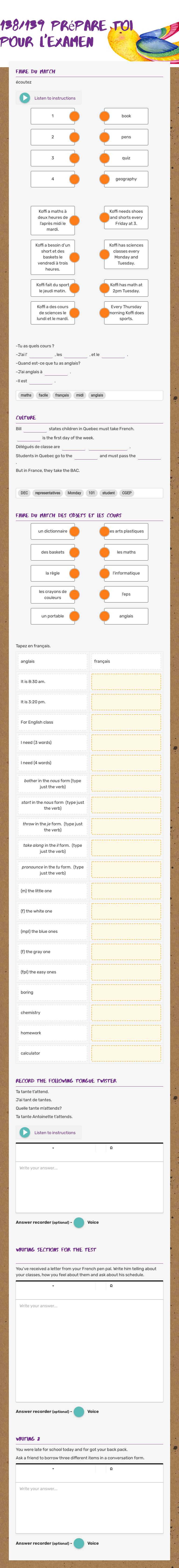 138/139 prépare toi  
  pour l'examen Grade 8 worksheet preview