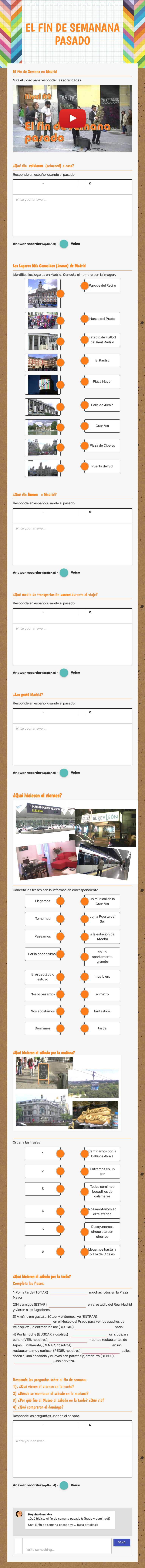 EL FIN DE SEMANANA PASADO worksheet preview image