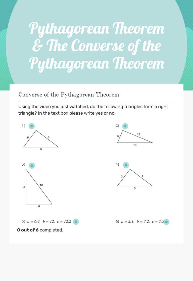 Pythagorean Theorem & The  Converse of the Pythagorean Theorem worksheet preview image