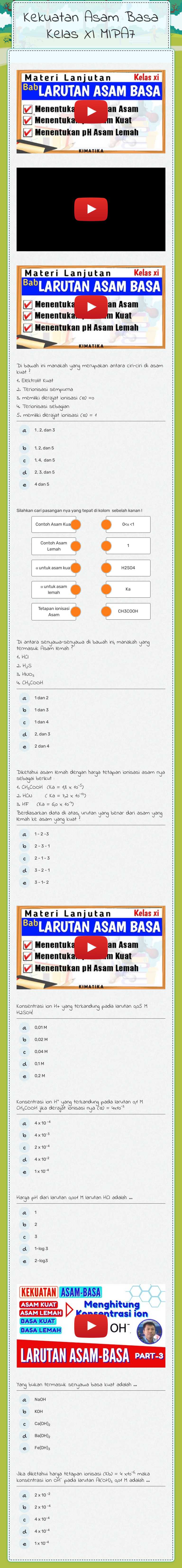 Kekuatan Asam Basa Kelas XI MIPA7 worksheet preview