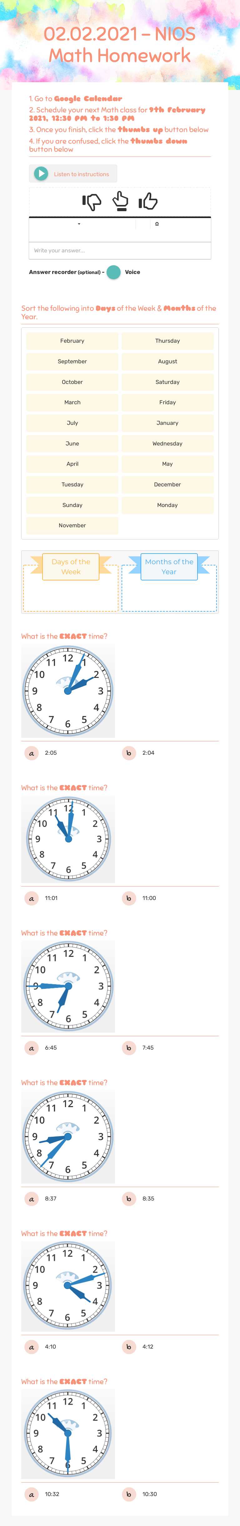 02.02.2021 - NIOS Math Homework worksheet preview image