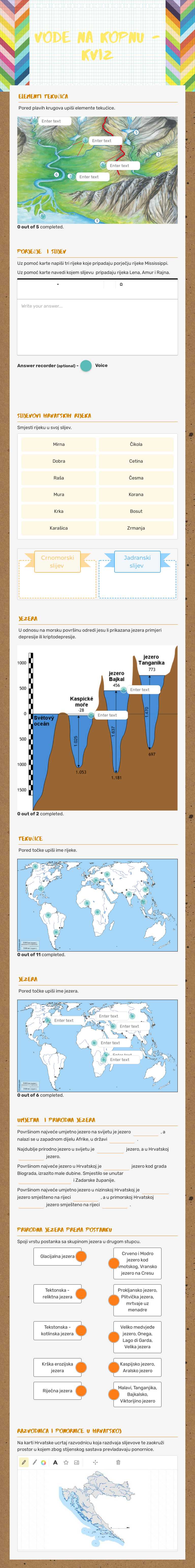 Vode na kopnu - kviz Grade 9 worksheet preview