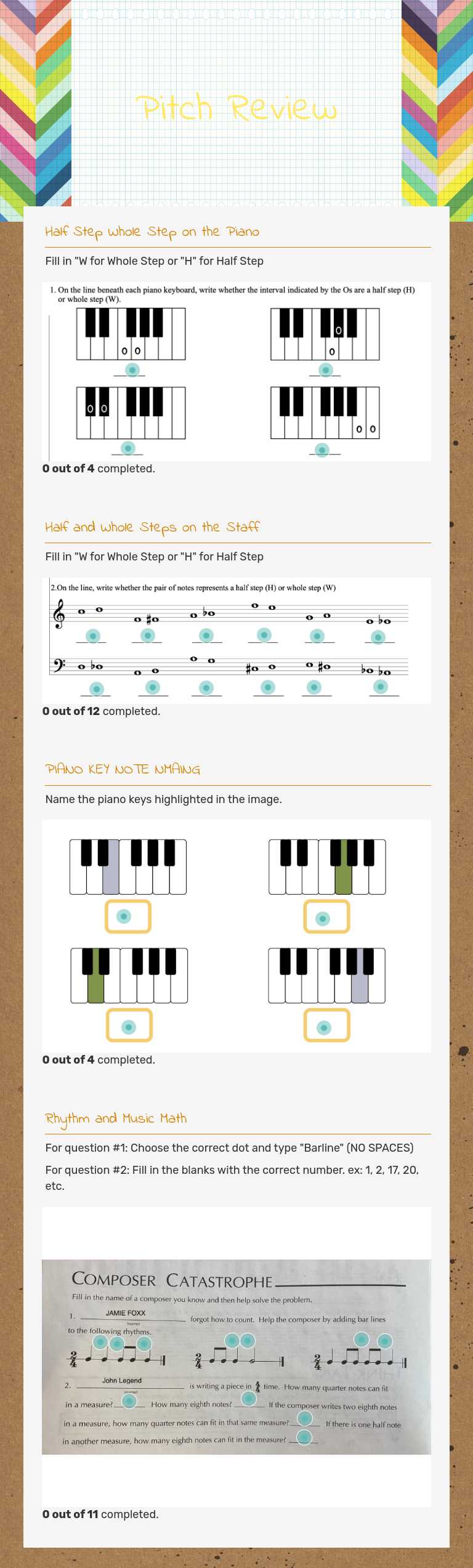 Pitch Review Preschool worksheet preview