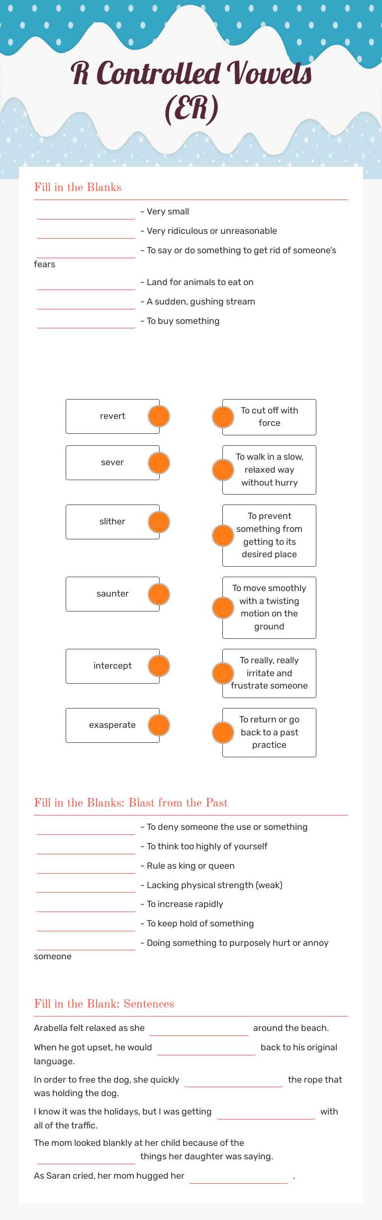 R Controlled Vowels (ER) worksheet preview image