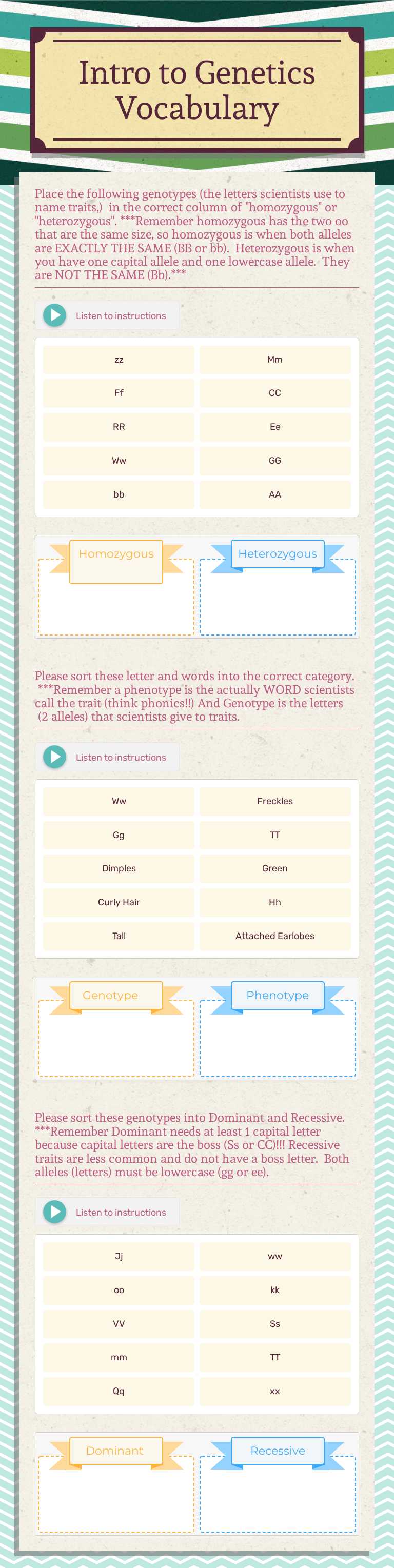 Intro to Genetics
Vocabulary worksheet preview image