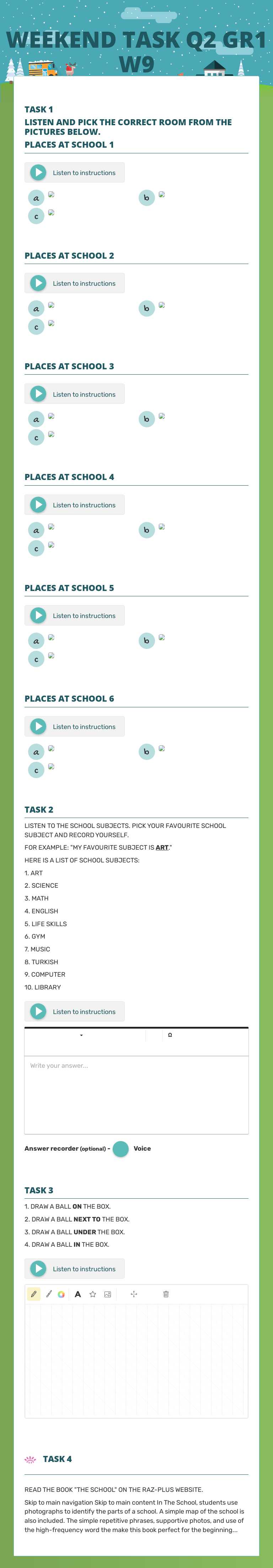 WEEKEND TASK Q2 GR1 W9 worksheet preview image