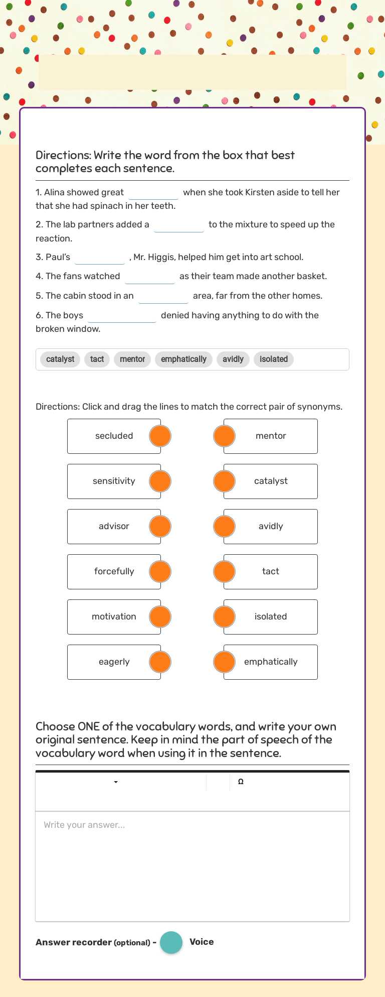 "The Teacher Who Changed My Life" Vocab QUIZ worksheet preview image